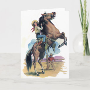 Cowgirl on Horse Card