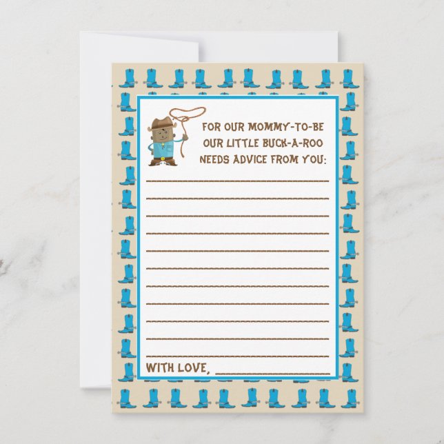 Cowgirl or Cowboy Gender Reveal Advice Card (Front)