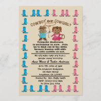 Cowgirl or Cowboy Gender Reveal Party Invitation