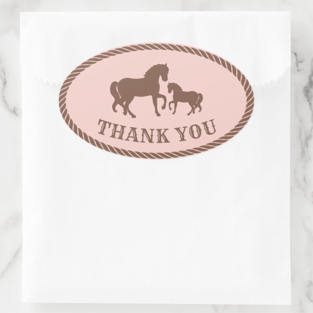 Cowgirl Party | Horse | Thank You Oval Sticker (Bag)