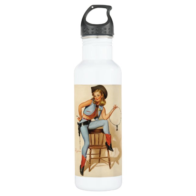 Cowgirl Pin-up Girl 710 Ml Water Bottle (Front)