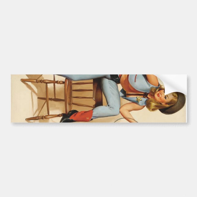 Cowgirl Pin-up Girl Bumper Sticker (Front)