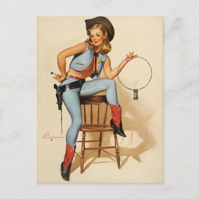 Cowgirl Pin-up Girl Postcard (Front)