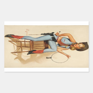Cowgirl Pin-up Girl Rectangular Sticker