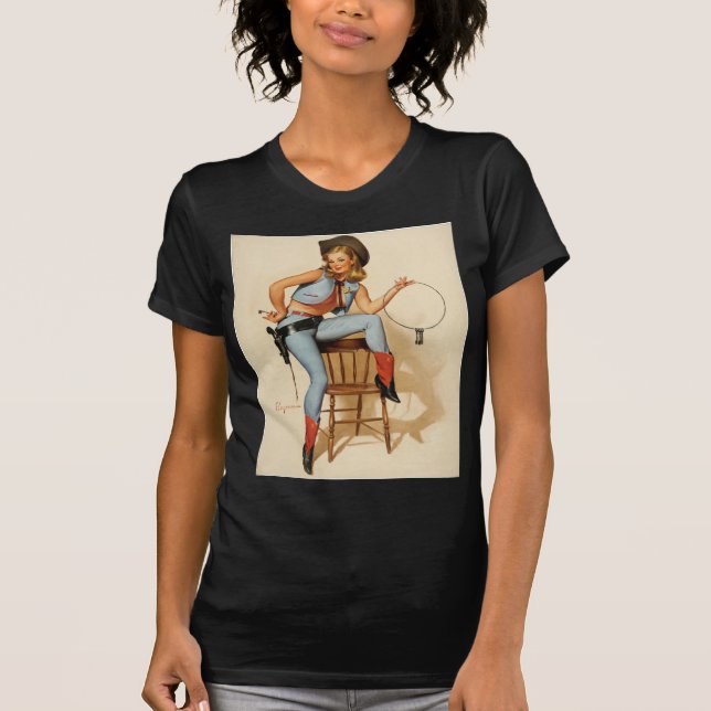Cowgirl Pin-up Girl T-Shirt (Front)