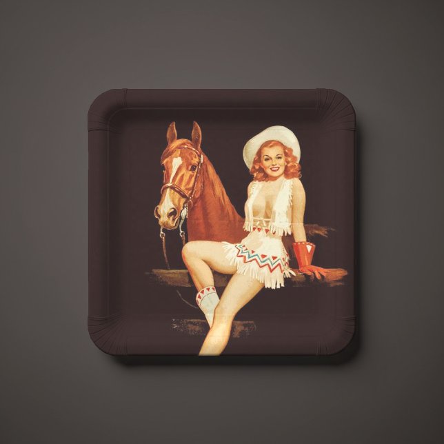 Cowgirl Pin-Up                                     Paper Plate (Creator Uploaded)