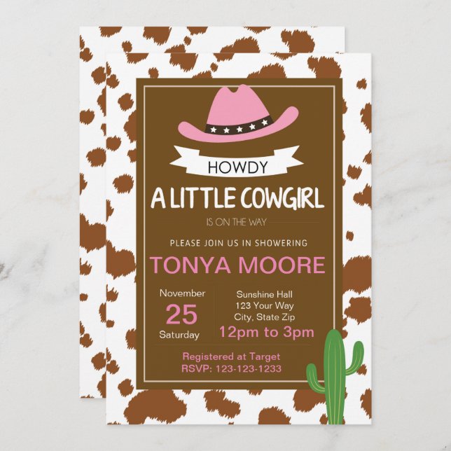 Cowgirl Pink Baby Shower Invitation (Front/Back)
