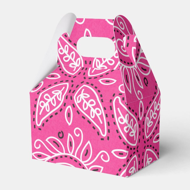 Cowgirl pink bandanna pattern party favour box (Front Side)