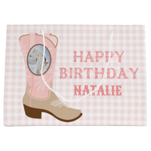 Cowgirl Pink Boot Photo Large Gift Bag