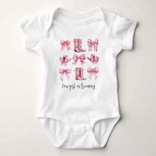 Cowgirl Pink Bows Coquette Aesthetic Baby Bodysuit