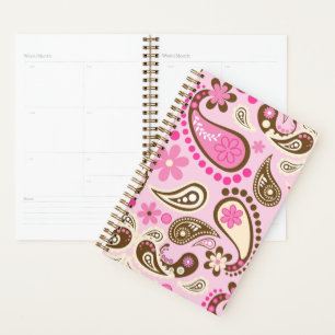 Cowgirl Pink Brown Paisley Flowers Country Texas Planner