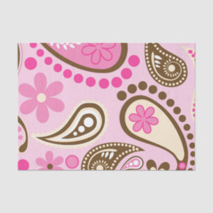 Cowgirl Pink Brown Paisley Flowers Country Texas Tissue Paper