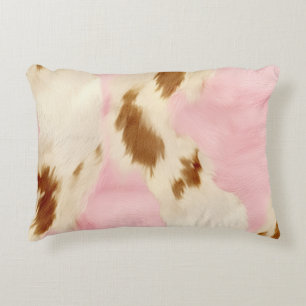 Cowgirl Pink Cream Brown Cowhide  Decorative Cushion