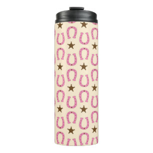 Cowgirl Pink Horseshoe Sheriff Star Country Texas Thermal Tumbler