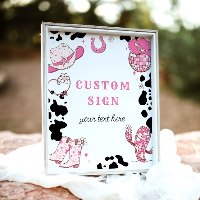 Cowgirl pink Rodeo birthday Custom sign (Creator Uploaded)