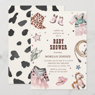 Cowgirl Pink Western Rodeo Baby Shower Invitation