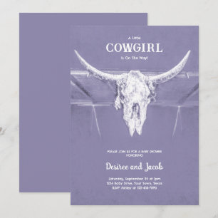 Cowgirl Purple Western Country Baby Shower Invitation
