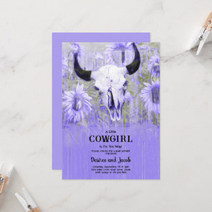 Cowgirl Purple Western Country Floral Baby Shower Invitation