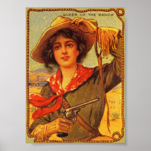 Cowgirl "Queen of the Ranch" Vintage Poster