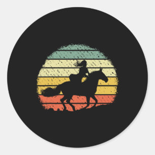 Cowgirl Retro Barrel Racing Horseback Riding Rodeo Classic Round Sticker