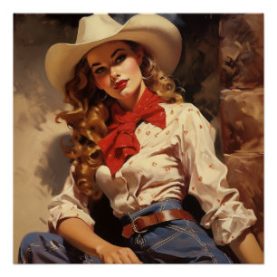 Cowgirl Reverie in Style: Wild West Whispers Poster