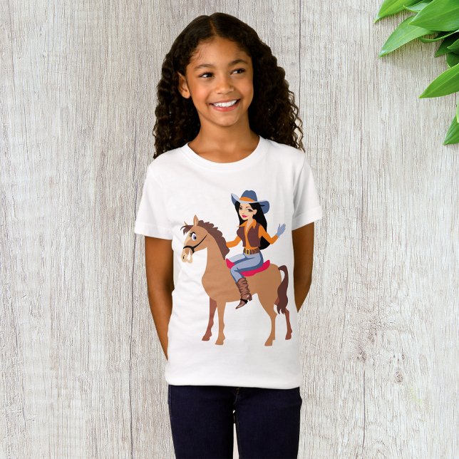 Cowgirl Riding A Horse Girls T-Shirt (Creator Uploaded)