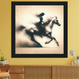 Cowgirl Riding a Horse, Western Cowgirl Canvas Print