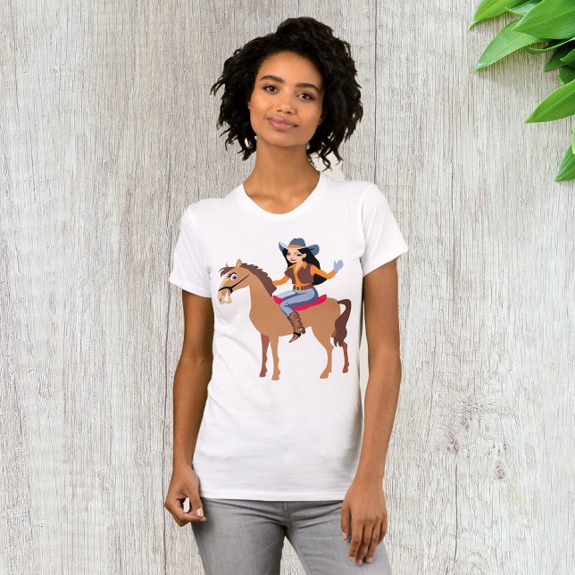 Cowgirl Riding A Horse Womens T-Shirt (Creator Uploaded)