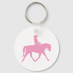 Cowgirl Riding Her Horse (pink) Key Ring