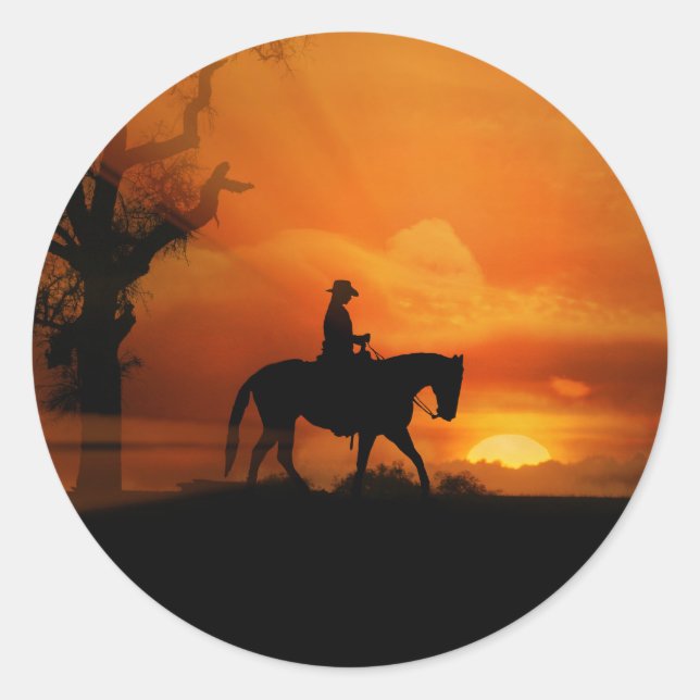 Cowgirl Riding in the Sunset Sticker (Front)