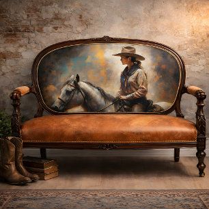 Cowgirl Riding White Horse Sunset Decoupage Tissue Paper