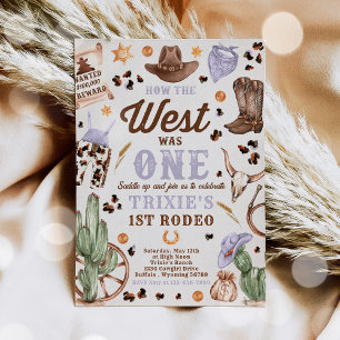 Cowgirl Rodeo 1st Birthday How The West Was One Invitation