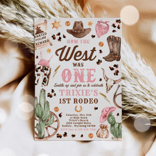 Cowgirl Rodeo 1st Birthday How The West Was One Invitation