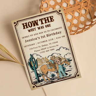 Cowgirl Rodeo Birthday How The West Was One Invitation