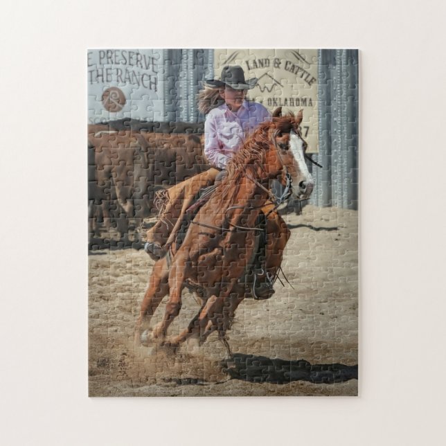 Cowgirl Rodeo Horse Horseback Ride Western Sports Jigsaw Puzzle (Vertical)