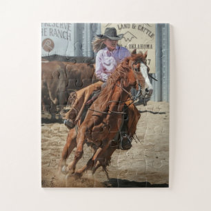 Cowgirl Rodeo Horse Horseback Ride Western Sports Jigsaw Puzzle