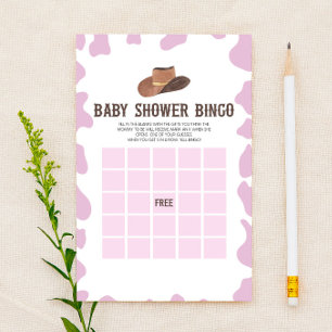 Cowgirl Rodeo Western Bingo Baby Shower Game Stationery