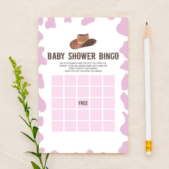 Cowgirl Rodeo Western Bingo Baby Shower Game Stationery (Creator Uploaded)