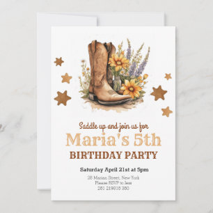 Cowgirl Rodeo Western Birthday  Invitation