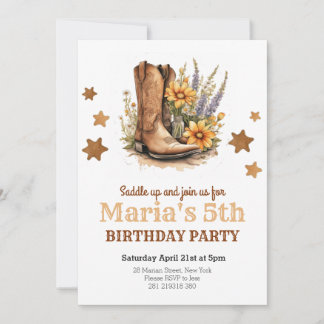 Cowgirl Rodeo Western Birthday  Invitation