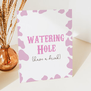 Cowgirl Rodeo Western Watering Hole Drinks Party Pedestal Sign