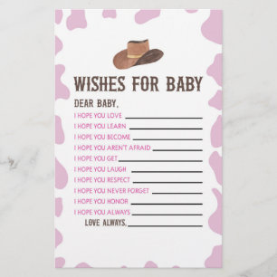 Cowgirl Rodeo Wishes For Baby Shower Activity Stationery
