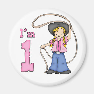 Cowgirl Roper 1st Birthday Magnet