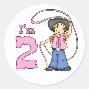 Cowgirl Roper 2nd Birthday Classic Round Sticker