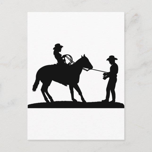 Cowgirl Roping Cowboy Postcard (Front)