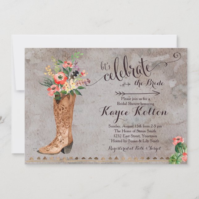 Cowgirl Rustic Bridal Shower Invitation (Front)