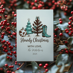Cowgirl Rustic Howdy Christmas Holiday Card