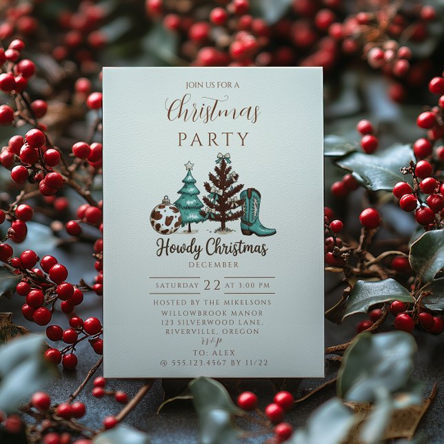 Cowgirl Rustic Howdy Christmas Invitation (Creator Uploaded)