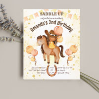 Cowgirl saddle up birthday budget invitation