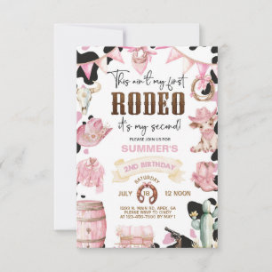 Cowgirl second 2nd rodeo birthday invitation. invitation